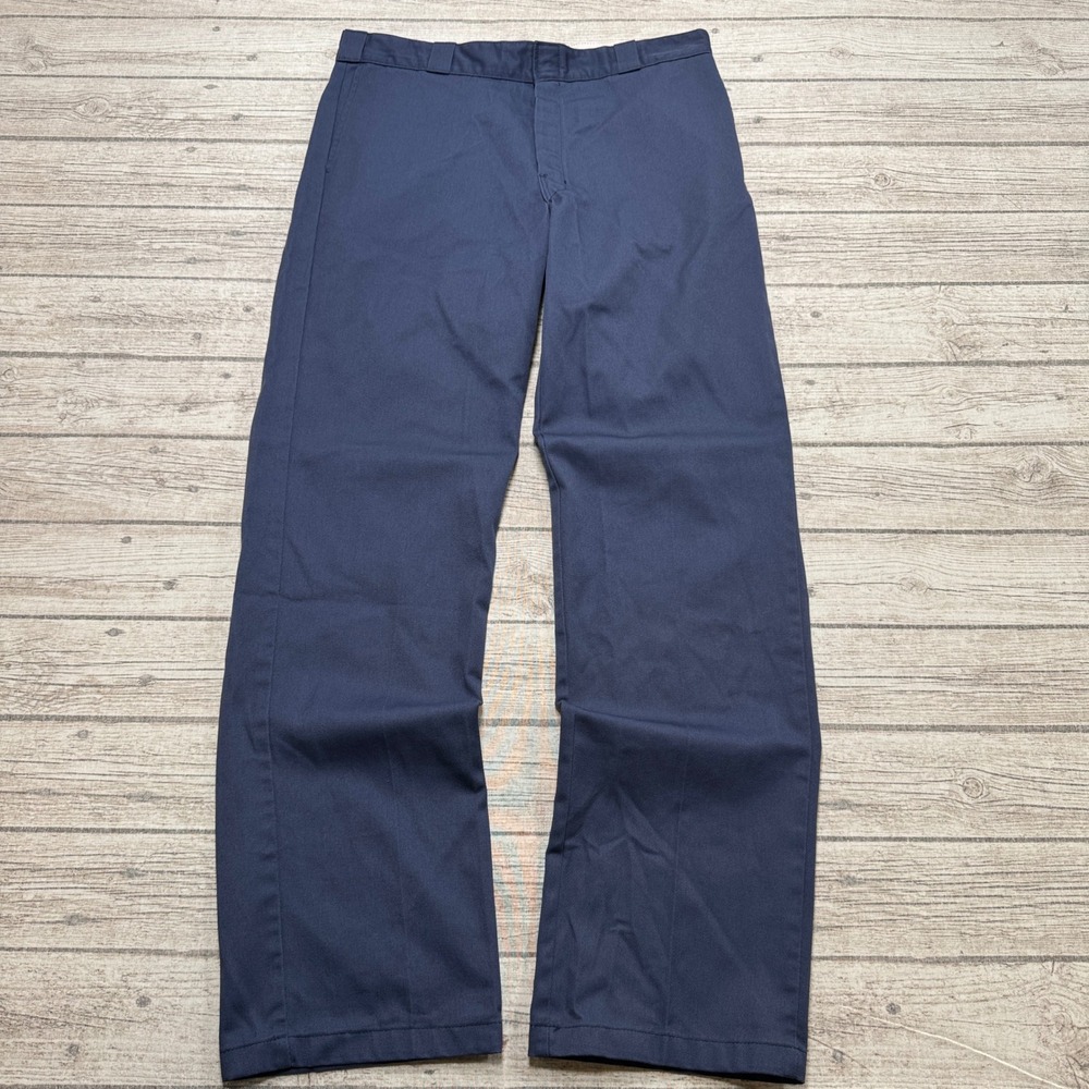 Dickies 874 Pants Mens 36x36 Navy Blue Straight Leg Original Flat Front Trousers